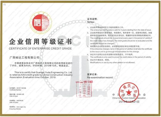 喜讯！工程公司顺利通过“全国建筑业AAA级信用乐鱼官网注册-乐鱼（中国）”复审